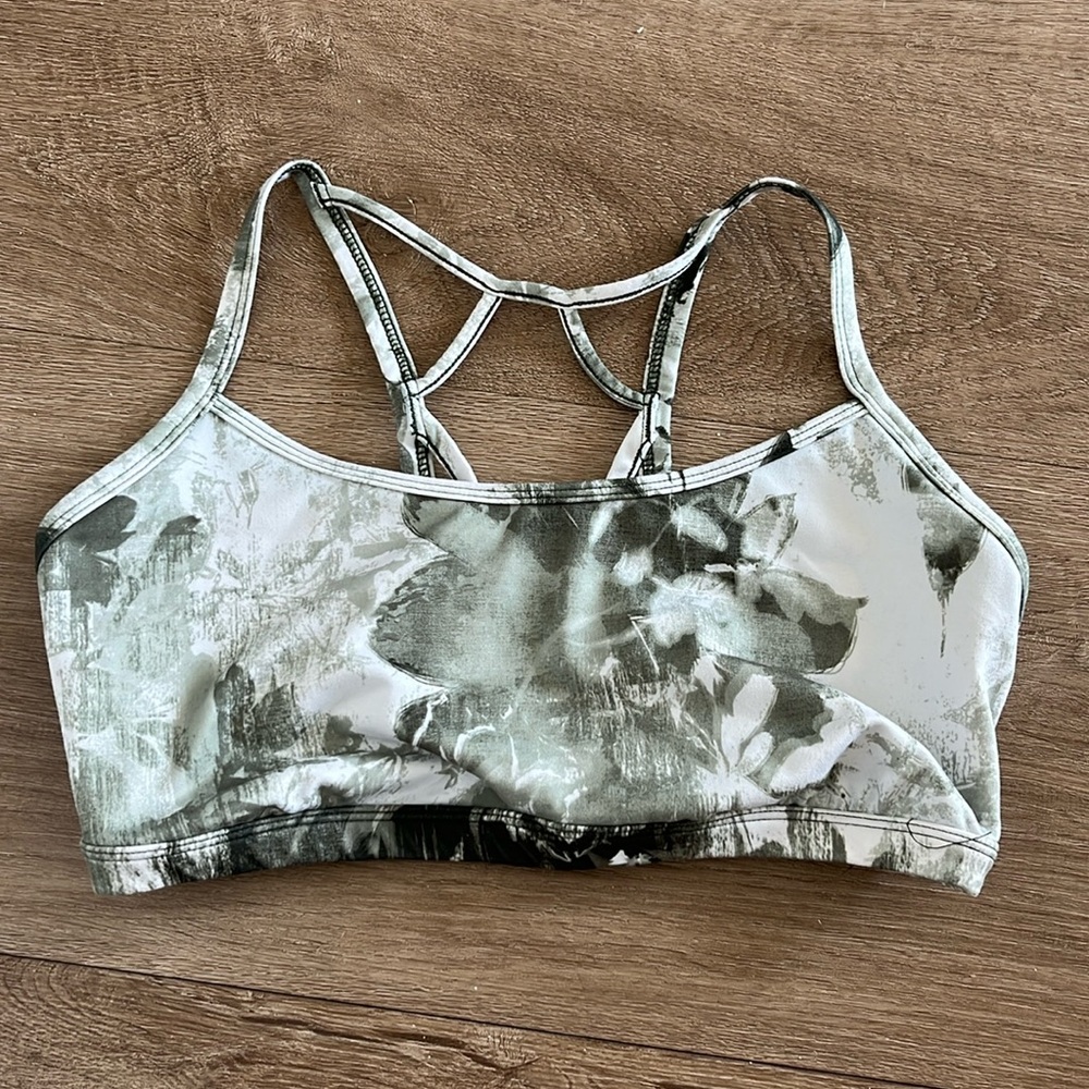 JoyLab Olive Green Tie Dye Strappy Sports Bra